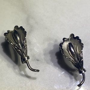 Sterling‎ silver flower screw-on clip on earrings 925